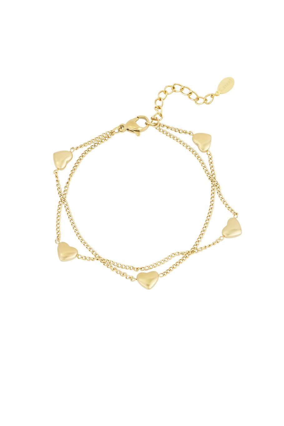 Yehwang Armband „Lots of Hearts“ – Silber- und Goldfarben Doppel-Armband filigran mit Herzchen