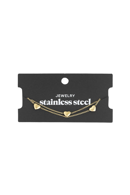 Yehwang Armband „Lots of Hearts“ – Silber- und Goldfarben Doppel-Armband filigran mit Herzchen