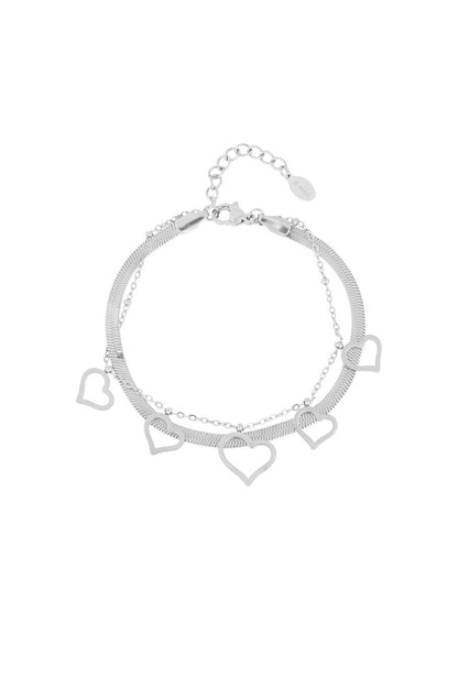 Yehwang Armband, Doppelarmband "Lots of Love" in Gold- und Silberfarben