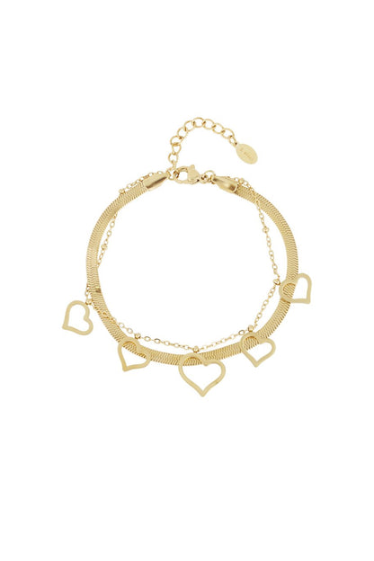 Yehwang Armband, Doppelarmband "Lots of Love" in Gold- und Silberfarben