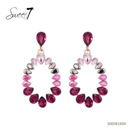 Sweet7 Ohrringe, Ohrhänger Oval in Pink-töne