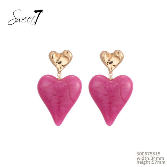 Sweet7 Ohrringe, Ohrhänger "Color my Heart" in Blau, Pink und Beige