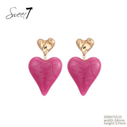 Sweet7 Ohrringe, Ohrhänger "Color my Heart" in Blau, Pink und Beige