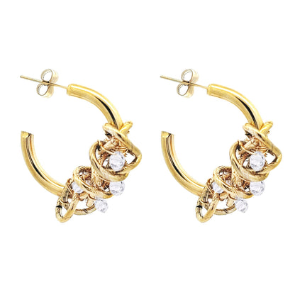 Creolen mit Kristallglas Ohrstecker Silber-Goldfarben Nickelfrei Elegant Statement Amorino