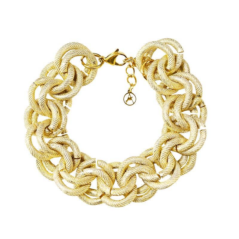 Armband Grobe Kettenarmband mit doppelter Ringglieder Gold-Silberfarben Amorino