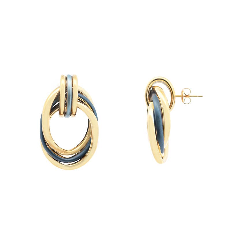 Amorino EMAILLIERTE OHRRINGE MIT DREIFACHEM KREISANHÄNGER nickelfrei