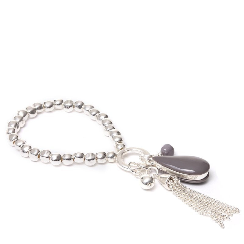 Biba Armband Silberfarben grau nickelfrei stretch elastisch anhänger