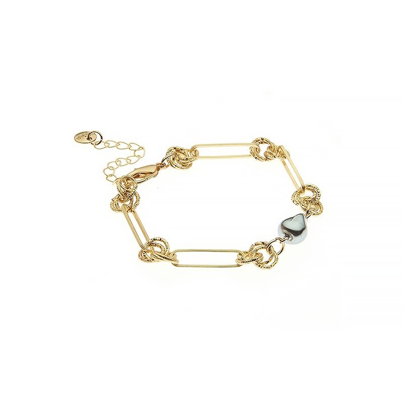 Biba Gliederarmband in Matt Goldfarben mit grau oder naturfarbene Perle