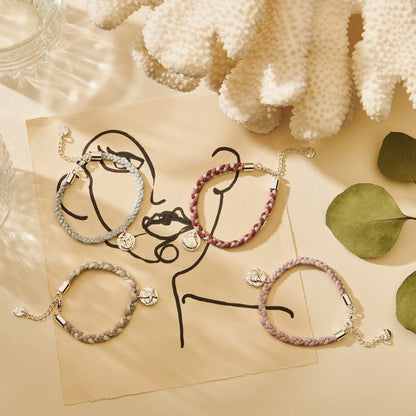 Biba Armband Textil Silber Alt-Rosa, Rosa oder Creme
