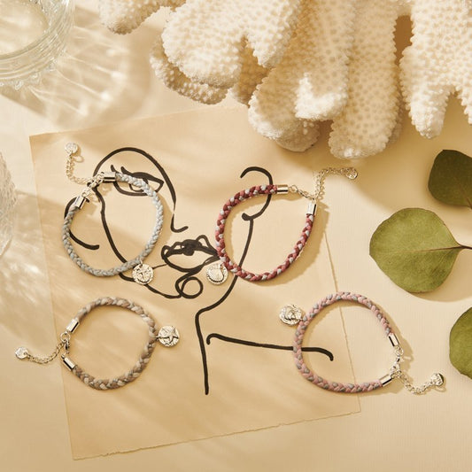 Biba Armband Textil Silber Alt-Rosa, Rosa oder Creme