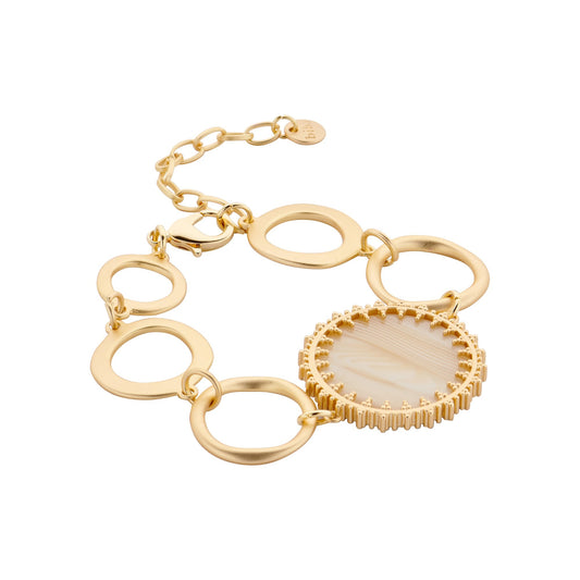 Biba Armband Matt goldfarben mit Medaillon in Marmor-Look