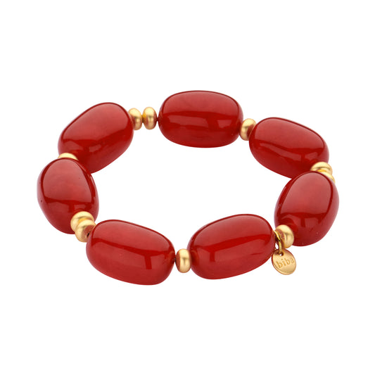 Biba elastisches Armband mit Resin Perlen in Kirschrot