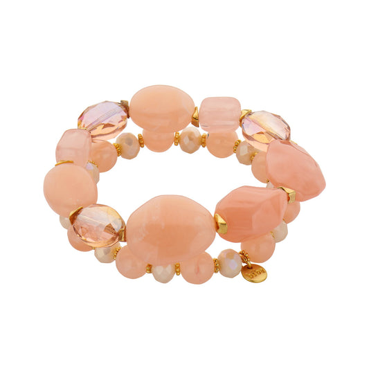 Biba Perlenarmband, Doppelkette mit verschieden Größen Rosa Perlen