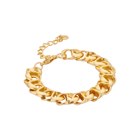 Biba Gliederarmband in Matt Goldfarben mit gedrehte Glieder Statement