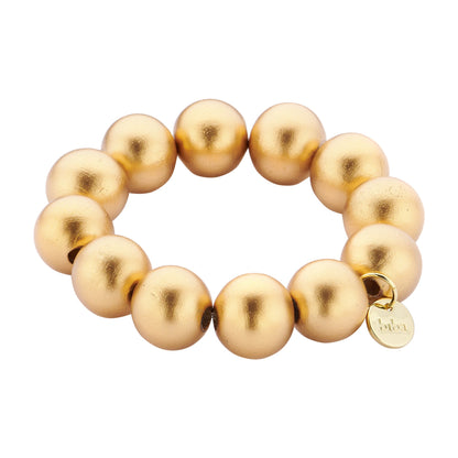 Biba Perlenarmband, Holzperlen im Matt Goldfarben, Klassisch, Elegant