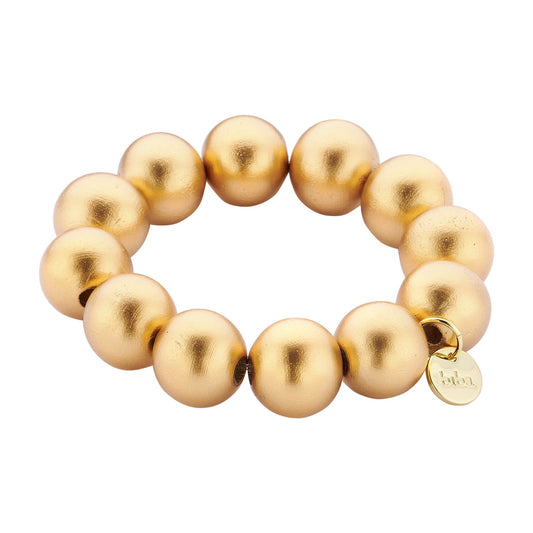 Biba Perlenarmband, Holzperlen im Matt Goldfarben, Klassisch, Elegant
