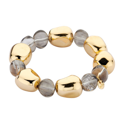 Biba Perlenarmband, mit Goldfarbene und Grau Transparente Organische Perlen