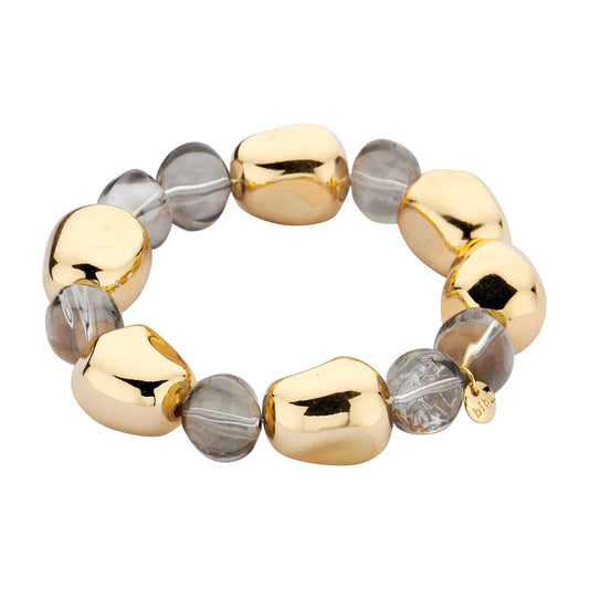 Biba Perlenarmband, mit Goldfarbene und Grau Transparente Organische Perlen
