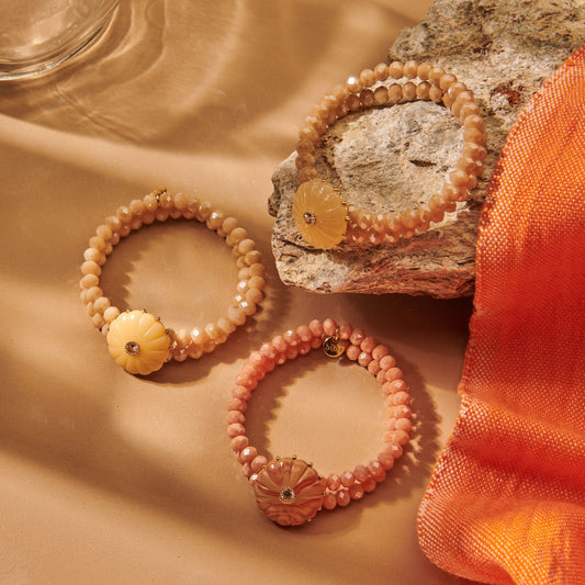 Biba Doppelarmband elastisch mit Medaillon in Rosa oder Creme