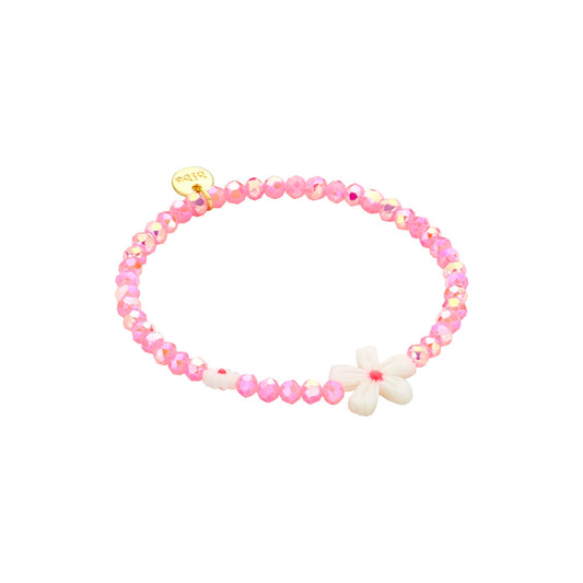 Biba Armband Blumenarmband Rosa mit Weiße Blume