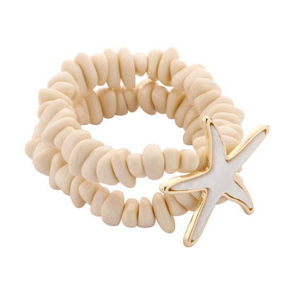 Armband elastisch doppelarmband elastisch Seestern creme beige Biba
