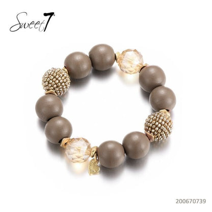 Armband, elastisch, Taupe Crystal, Glasperlen