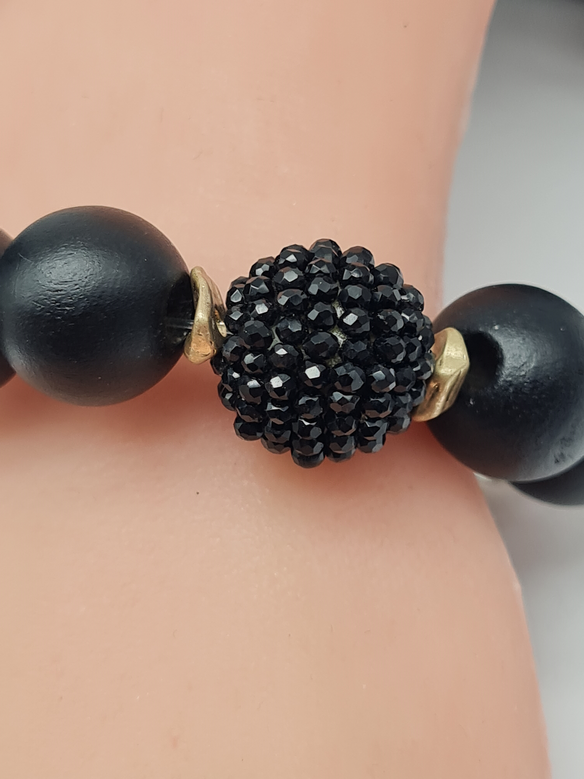 Armband, elastisch, Schwarz, Crystal, Glasperlen