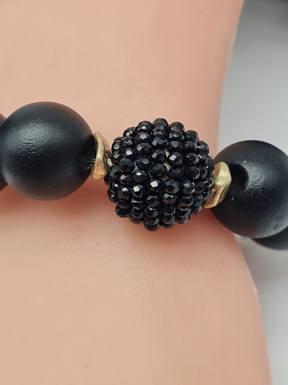 Armband, elastisch, Schwarz, Crystal, Glasperlen