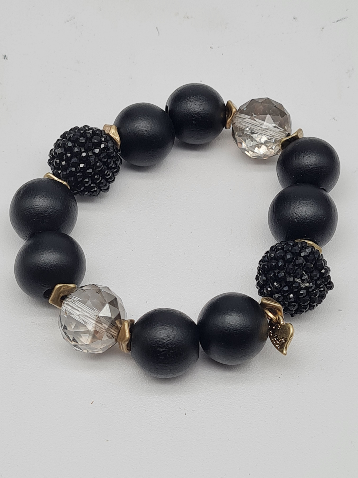 Armband, elastisch, Schwarz, Crystal, Glasperlen