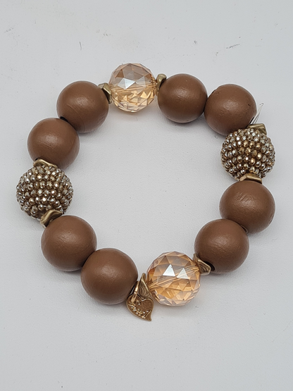Armband, elastisch, Taupe Crystal, Glasperlen