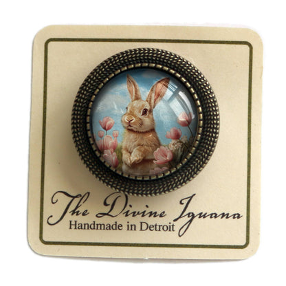 Brosche Osterhase in Pastellrosa Tulpen Süßer Frühlingsbrosche Hase Kaninchen
