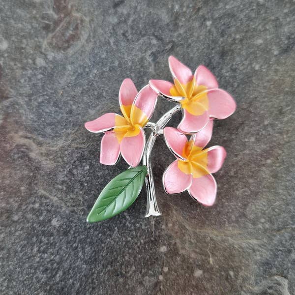 Brosche Jasmin-Mango versilbert Mediterran Sommer Urlaub