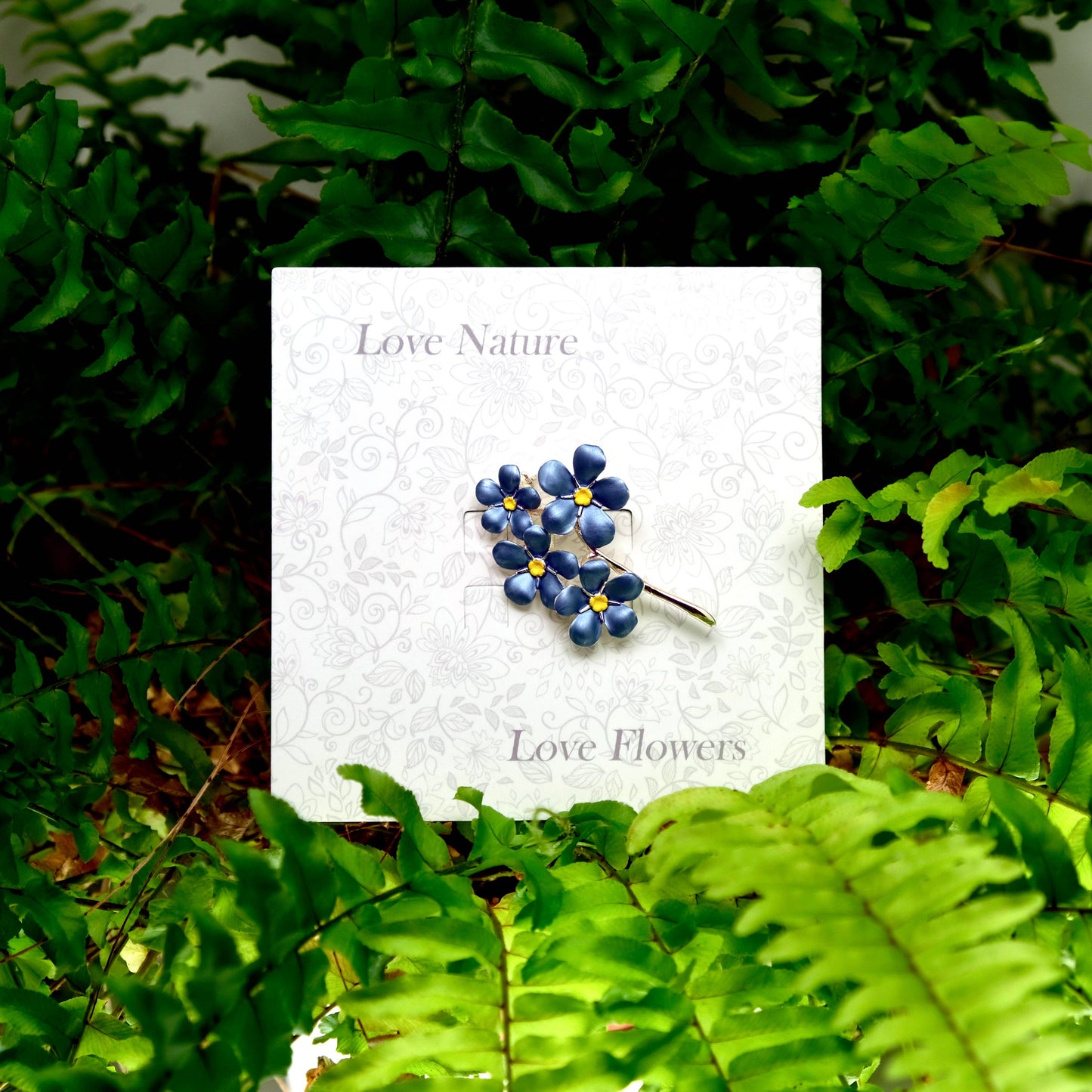 Brosche Vergissmeinnicht Forget Me Not blaue Blumenbrosche