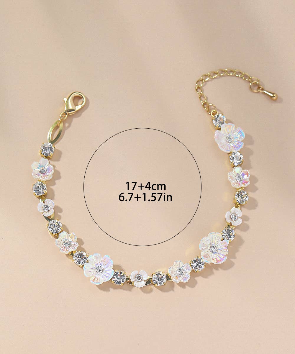 Armband mit Emaille und funkelnden Strasssteinen Flowerpower Blumen