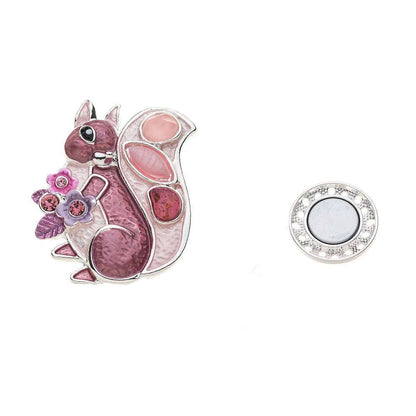 Brosche Eichhörnchen Rosa Braun Bunt Natur Anstecknadel Trend