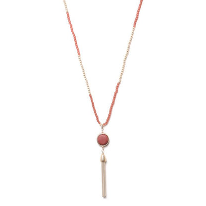 Biba Langkette in Matt Gold- und Silberfarben mit Altrosa Resin Perlen
