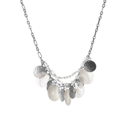 Biba Halskette Braun und Matt Silber mit kleine kette und Resin Perlen