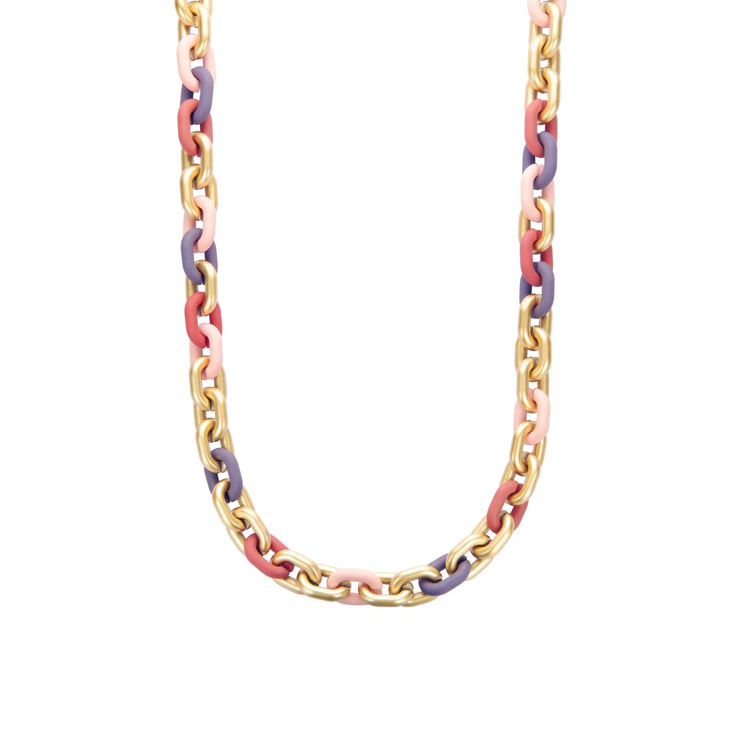 Halskette nickelfrei Gliederkette Goldfarben Matt Rosa Altrosa grau Modeschmuck Biba