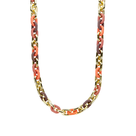 Halskette nickelfrei gliederkette Goldfarben glanz orange braun modeschmuck Biba