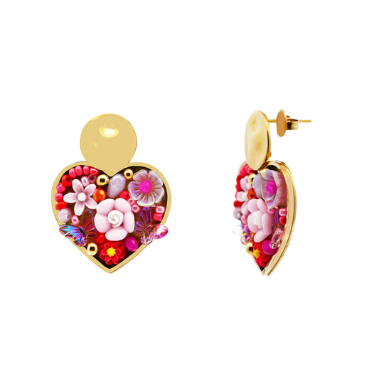 Ohrringe Herz-Ohrring Valentinstag Liebe Blumen Rosen Nickelfrei Amorino