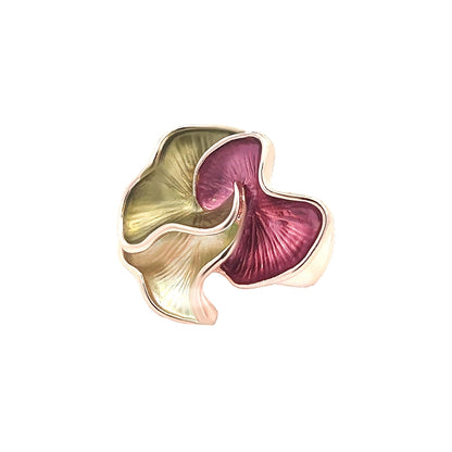 Amorino Ring, Elastischer Ring mit Emailliertem Volant, Calla-Blätter