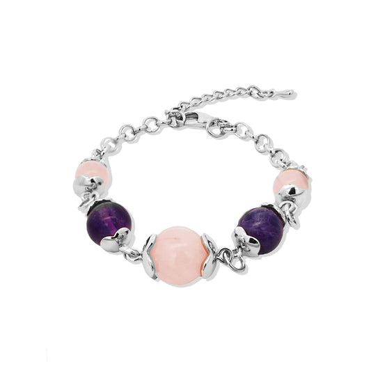 Armband Steinarmband Nickelfrei Rosa Lila Silberfarben Amorino Elegant