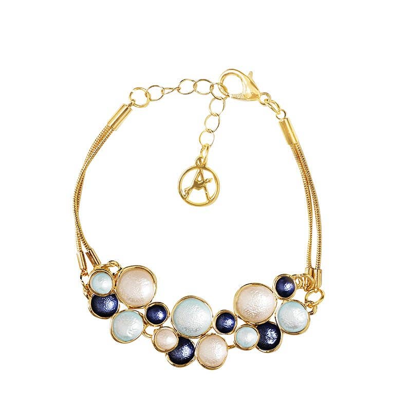 Amorino ARMBAND MIT EMAILLIERTEN BLÄSCHEN nickelfrei pastel blau hellblau goldfarben