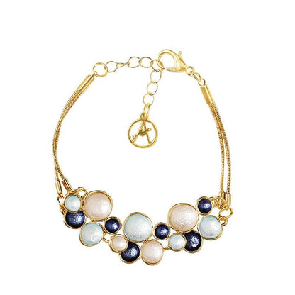 Amorino ARMBAND MIT EMAILLIERTEN BLÄSCHEN nickelfrei pastel blau hellblau goldfarben