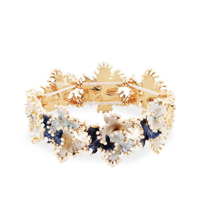 ELASTISCHES EMAILLIERTES BLUMENARMBAND stretch bunt nickelfrei