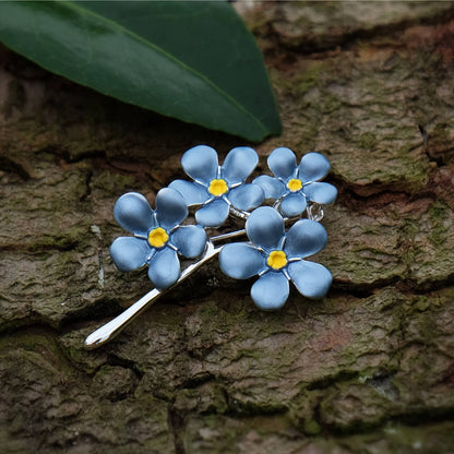 Brosche Vergissmeinnicht Forget Me Not blaue Blumenbrosche