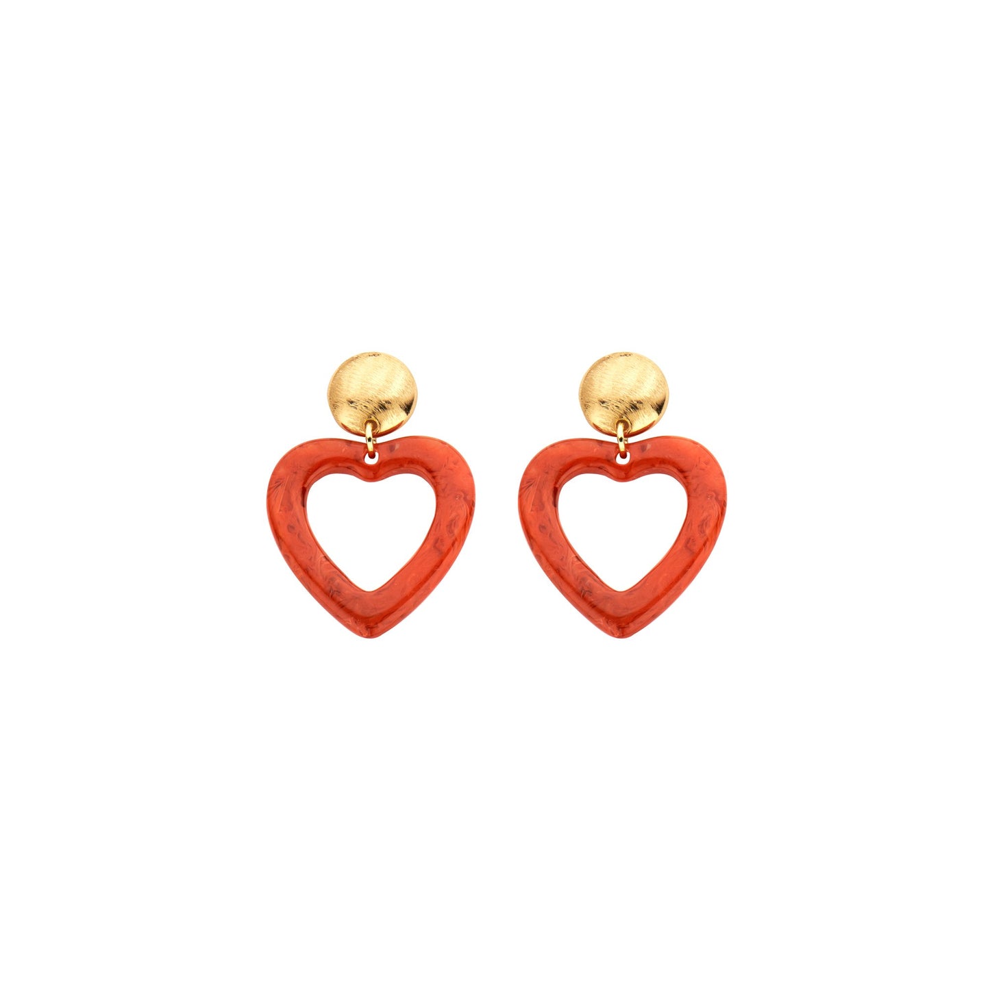 Biba Ohrringe Ohrhänger Herz Rot Orange Rosa liebe Freundschaft Valentin Romantisch (Kopie)