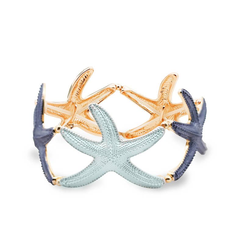 Elastisches Emailliertes Armband Seesterne Pastels Meer Strand