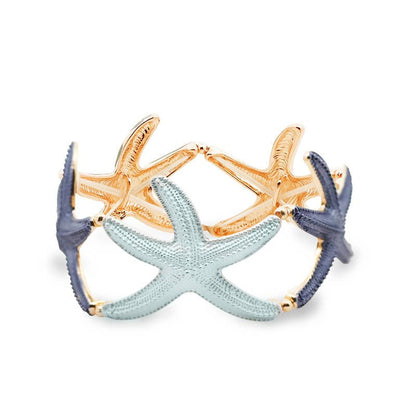 Elastisches Emailliertes Armband Seesterne Pastels Meer Strand