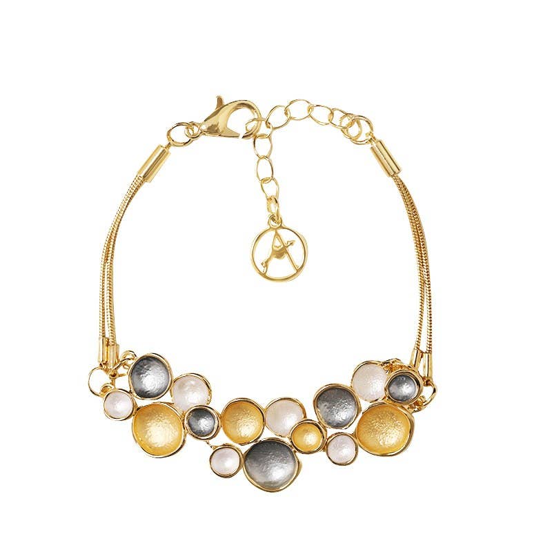 Amorino ARMBAND MIT EMAILLIERTEN BLÄSCHEN nickelfrei pastel blau hellblau goldfarben